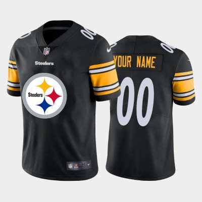 Pittsburgh Steelers Custom Black Men's Nike Big Team Logo Vapor Limited NFL Jersey